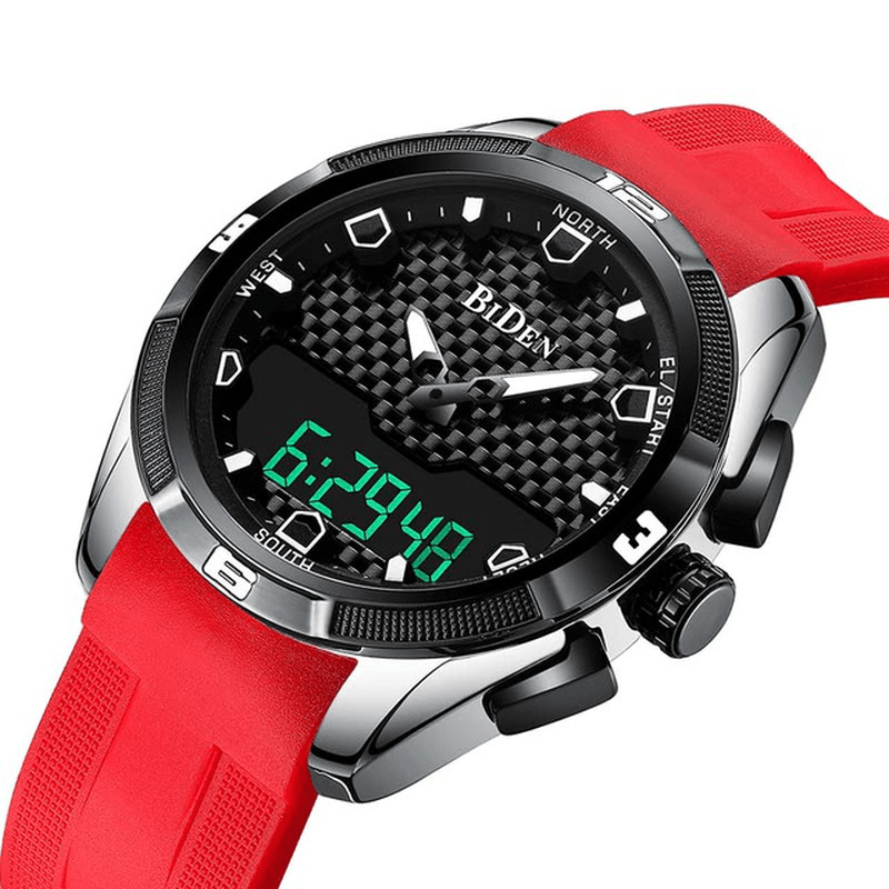 BIDEN 0139 LED Digital Watch Waterproof Sport Style Silicone Watch Band Men Wrist Watch - Trendha