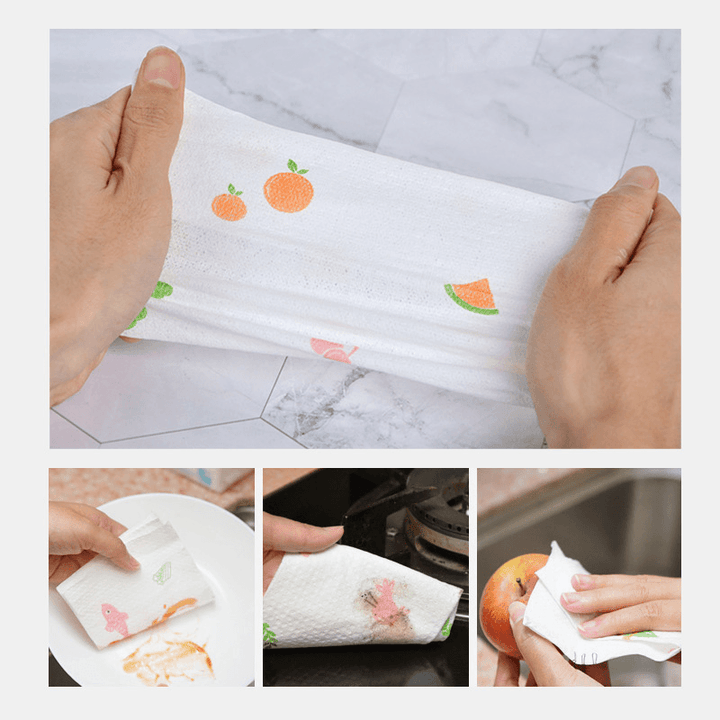 60 Pumping / Pack Printed Disposable Non-Woven Cloth Extraction Wet and Dry Wipes Kitchen Towels - Trendha