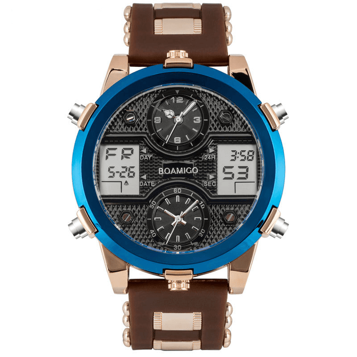 BOAMIGO F931 Fashion Men Digital Watch Luminous Date Display Creative Dial Waterproof Dual Display Watch - Trendha