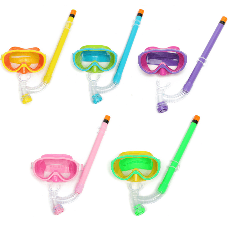Children Professional Silicone Diving Goggles Set Glasses Mask Swimming Diving Snorkel Breathing Tub - Trendha