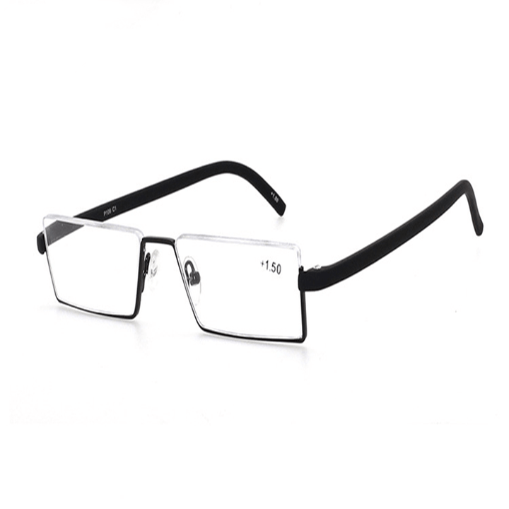 Half Frame Holder Portable Durable Light Weight Resin Reading Glasses Black Not anti Blue Light - Trendha