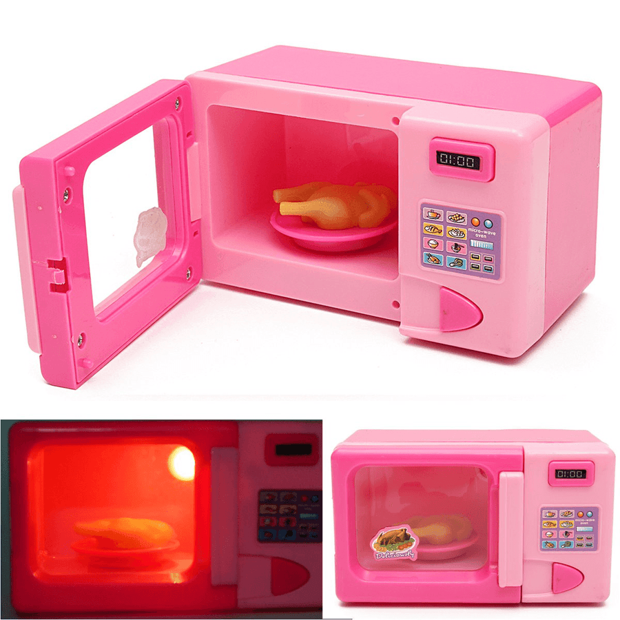 Plastic Pink Microwave Oven Kids Children Girls Home Role Play Pretend Game Toy - Trendha