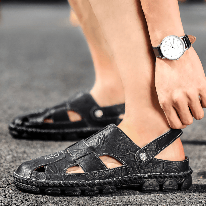 Handmade Cowhide Sandals for Men - Slip Resistant and Soft - Trendha