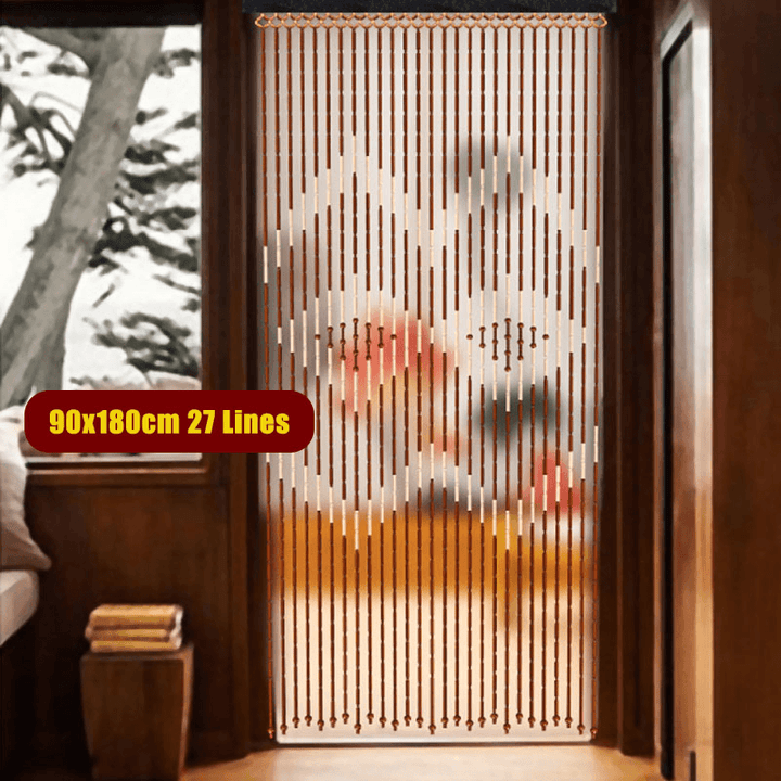 Door Curtain Bamboo Wooden Bead String Blinds Fly Screen for Household - Trendha