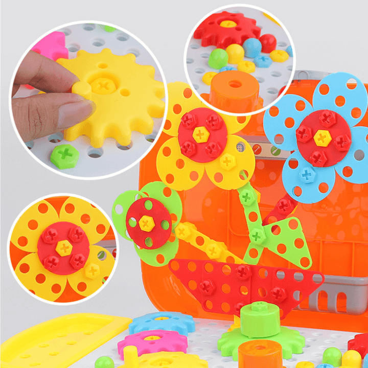 Simulation Montessori DIY Electric Drill Screw Building Blocks Assembly Puzzle Early Educational Toy for Kids Gift - Trendha