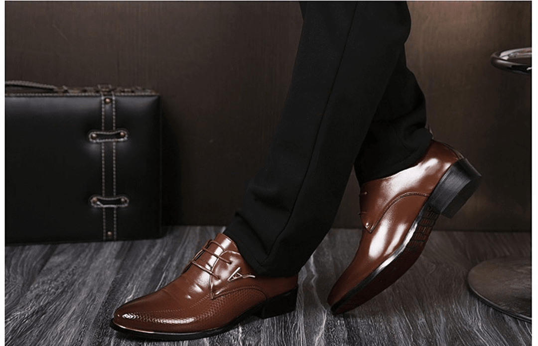 Men'S Business Dress Formal Oxfords Leather Loafers Flat Lace up Casual Shoes - Trendha