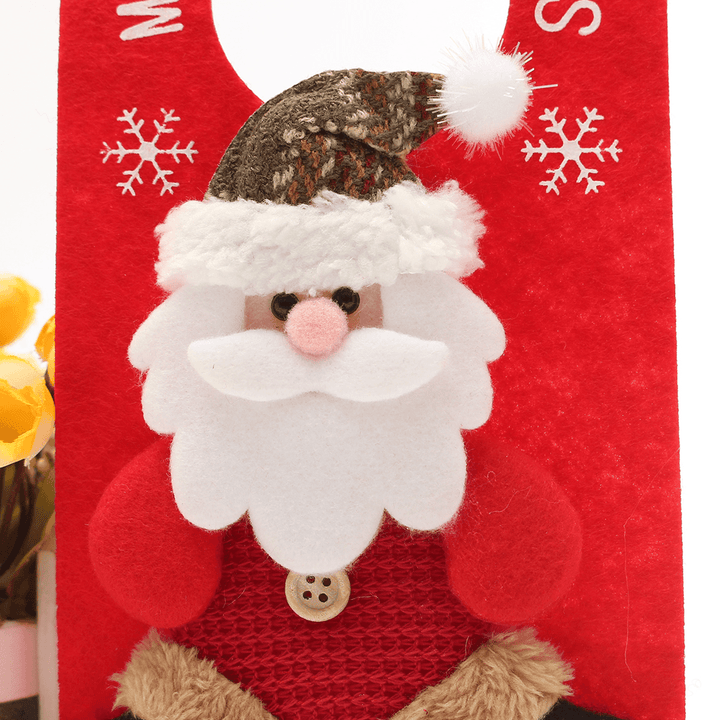 Christmas Decoration Santa Claus Elk Applique Style Lovely Detailed Design Padded Felt Door Hanger - Trendha