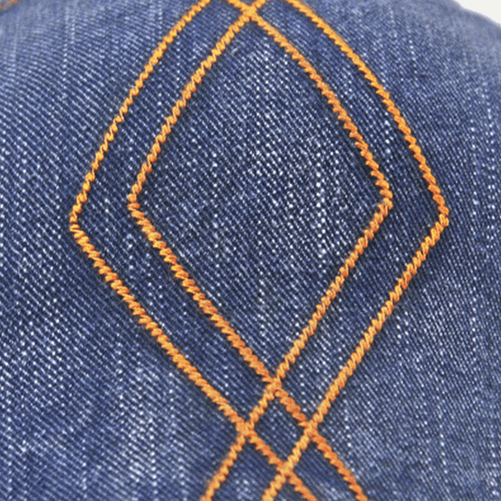 Unisex Double Embroidery Thread Diamond Grid Ivy Cap Adjustable Casual Twill Cap Beret Cap Flat Hat - Trendha