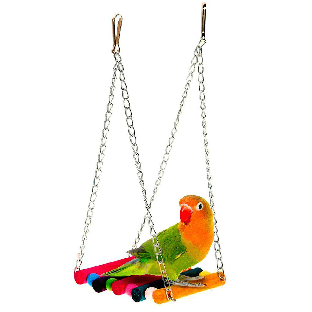 Parrot Toy Colorful Wooden Swing Suspension Bridge Standing Bar Bird Cage Accessories Pet Toys - Trendha