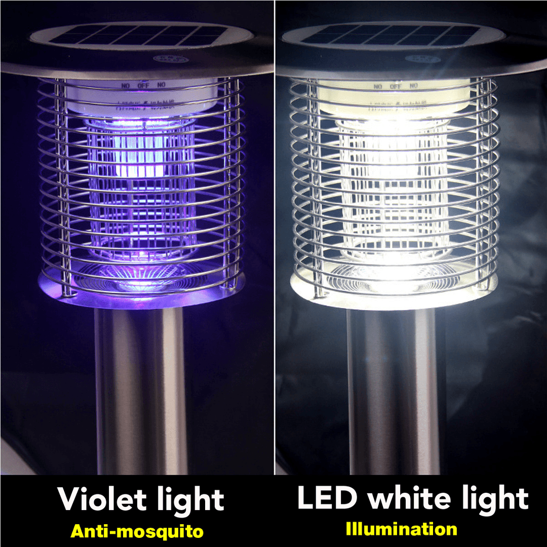 Solar Violet LED Electric Shock Mosquito Intelligent Light-Control Outdoor Lamp Mosquito Dispeller - Trendha