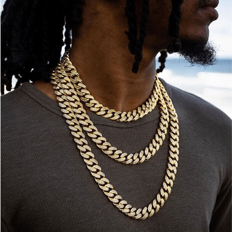 1/3 Pcs Luxury Inlaid Rhinestones Men Watch Set Hip Hop Chain Necklace Bracelet - Trendha