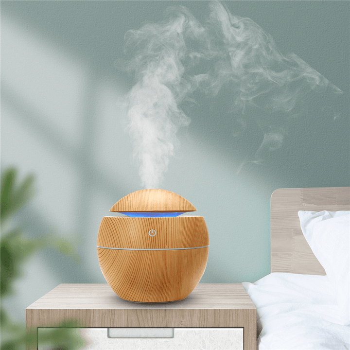 USB LED Colorful Light Ultrasonic Air Humidifier Wood Grain Aroma Essential Oil Diffuser for Office Home - Trendha
