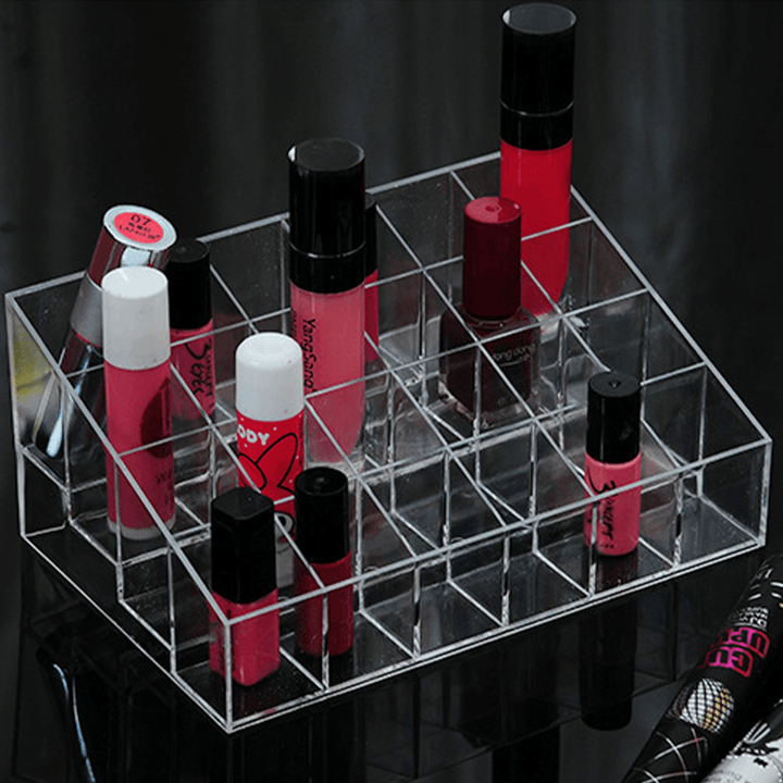 4X6 Nail Polish Lipstick Rack Transparent Desktop Acrylic Cosmetic Organizer - Trendha