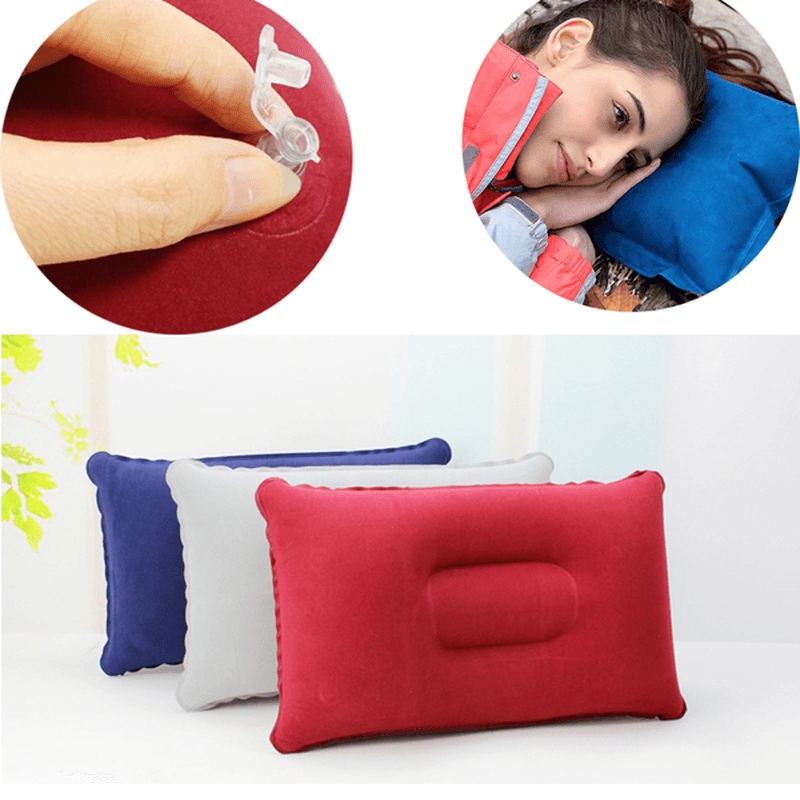 Folding Double Sided Inflatable Pillow Suede Fabric Cushion Camping Home Bedding Decor - Trendha