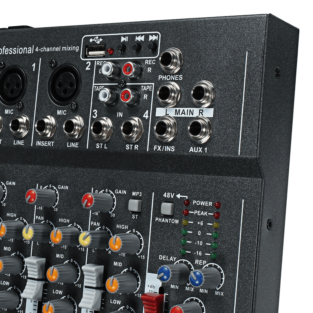 48V Professional 4-Channel Live Studio Audio Sound USB Mixer Mixing Console - Trendha