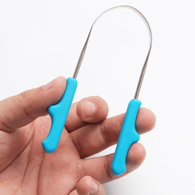 Tongue Cleaner Small Portable Non-Slip Stainless Steel Remove Bad Breath Tongue Scraper for Oral Care Tools - Trendha