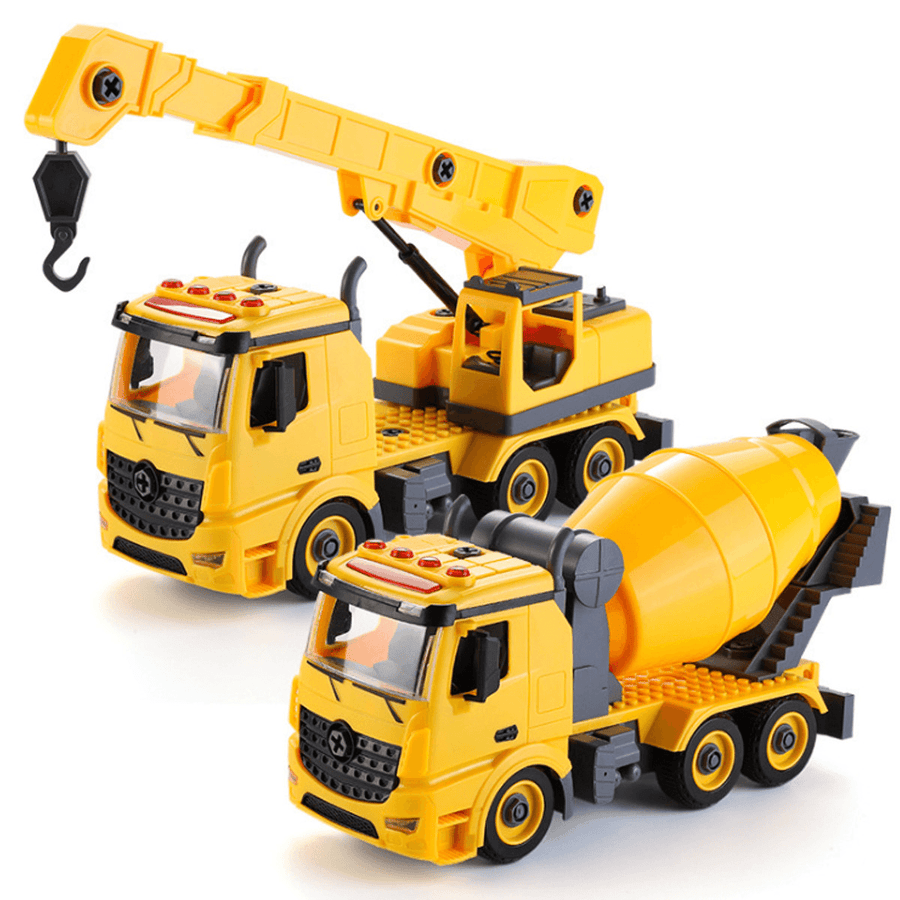 Simulation DIY Nut Disassembly Loading Unloading Assembly Engineering Truck Excavator Bulldozer Car Model Toy with LED Light & Music Effect for Kis Gift - Trendha