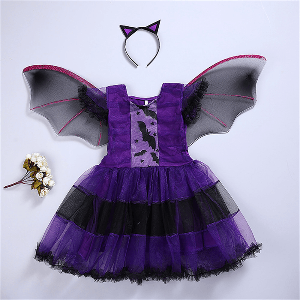 Halloween Costumes Purple Bat Style Children Cosplay Cartoon Costumes Witches Role Play - Trendha