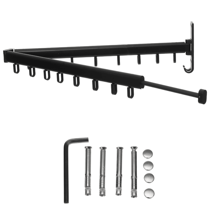 Folding Clothes Hanger Wall Mounted Telescopic Drying Rack Balcony Room Outdoor - Trendha