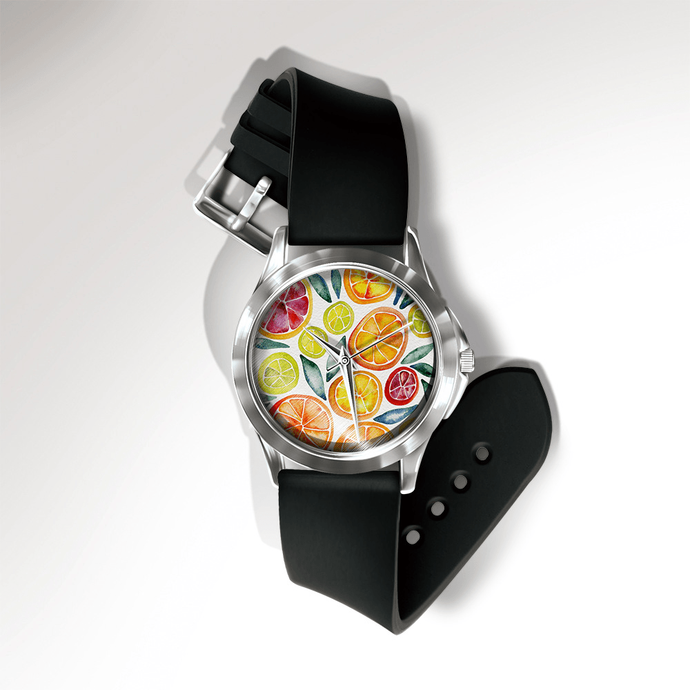 MISS WHITE Casual Watercolor Leaf Bird Fruit Pattern Dial PVC Band Unisex Quartz Watch Wristwatch - Trendha