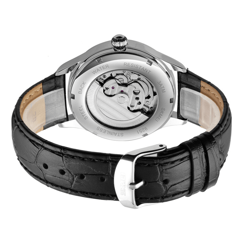 SKMEI 9251 Men Watch Fashion Casual Leather Strap Waterproof Quartz Watch - Trendha