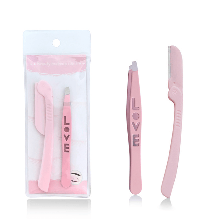 Stainless Steel Pink Oblique Mouth Eyebrow Pen Clip Beauty Tools Eyebrow Clip Eyebrow Trimmer - Trendha