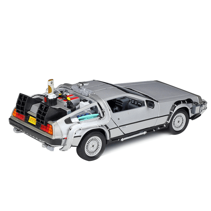 Welly 1:24 Diecast Alloy Model Car Door Openable DMC-12 Delorean Back to the Future Time Machines Metal Toy Car for Kid Gift Collection - Trendha