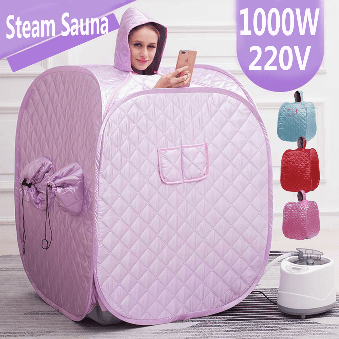 220V 1000W Steam Sauna Steaming Room for Dual User Intelligent Remote Control Collapsible with Steaming Machine Chair Storage Bag - Trendha