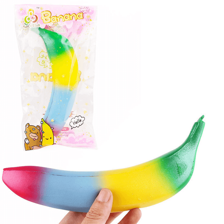 Sanqi Elan Rainbow Banana Squishy 18*4CM Soft Slow Rising with Packaging Collection Gift Toy - Trendha