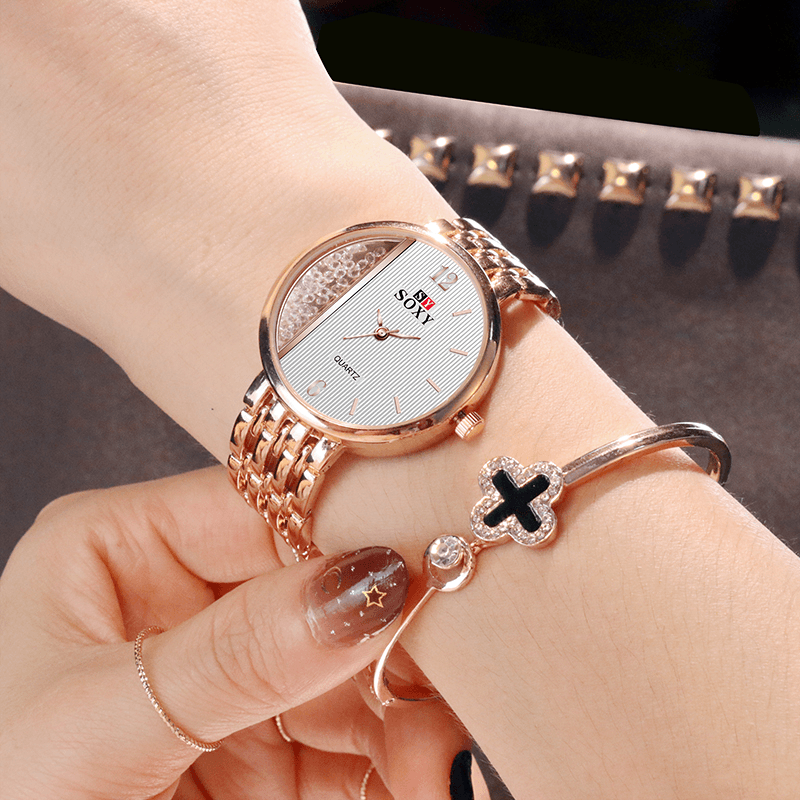 SOXY 0137 Crystal Casual Style Ladies Wrist Watch Unique Design Quartz Watch - Trendha