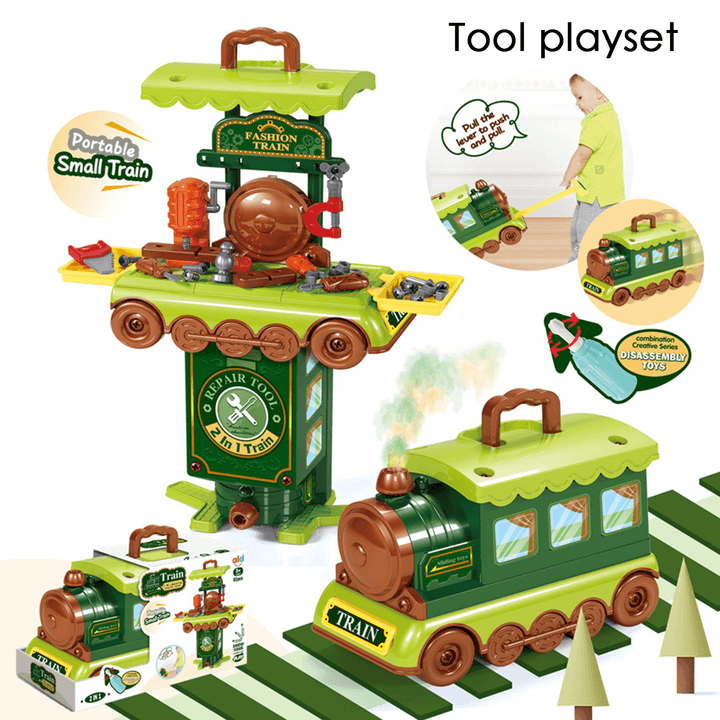 2 in 1 Multi-Style Kitchen Cooking Play and Portable Small Train Learning Set Toys for Kids Gift - Trendha