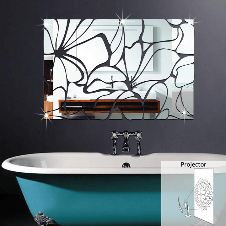 Honana Acrylic Mirrored DIY Decorative Wall Stickers 3D Mural Bathroom Mirror Sticker Decoration - Trendha