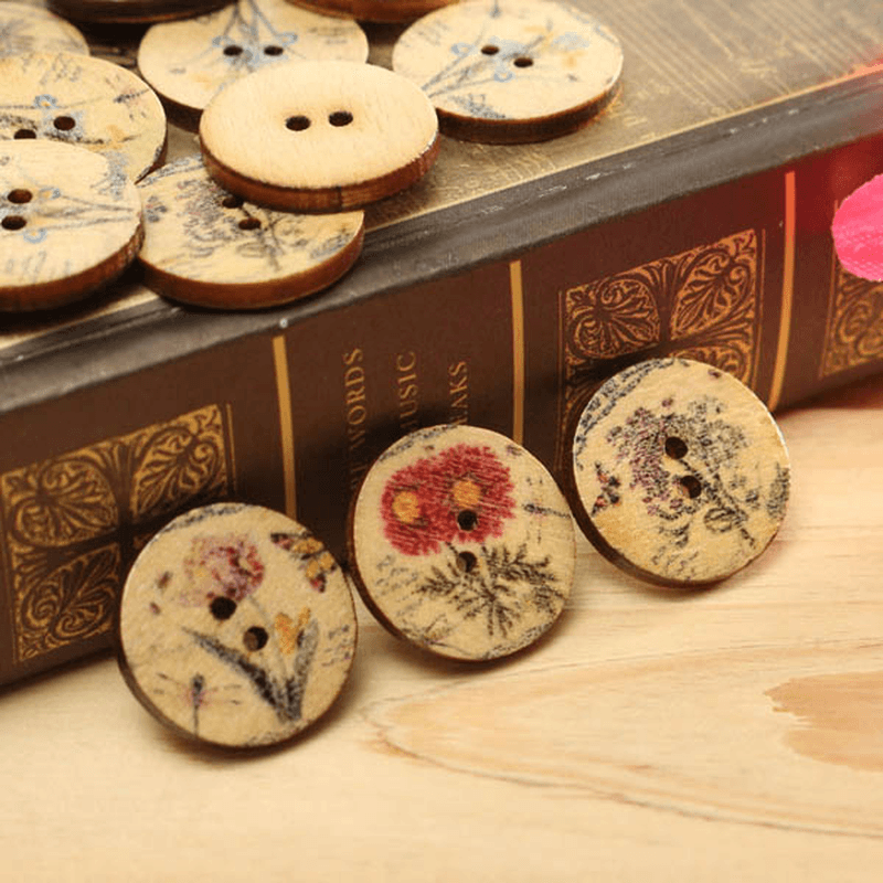 100Pcs Mixed Color Wooden Flower Sewing Buttons DIY Craft Bag Hat Clothes Decoration Sewing Button - Trendha