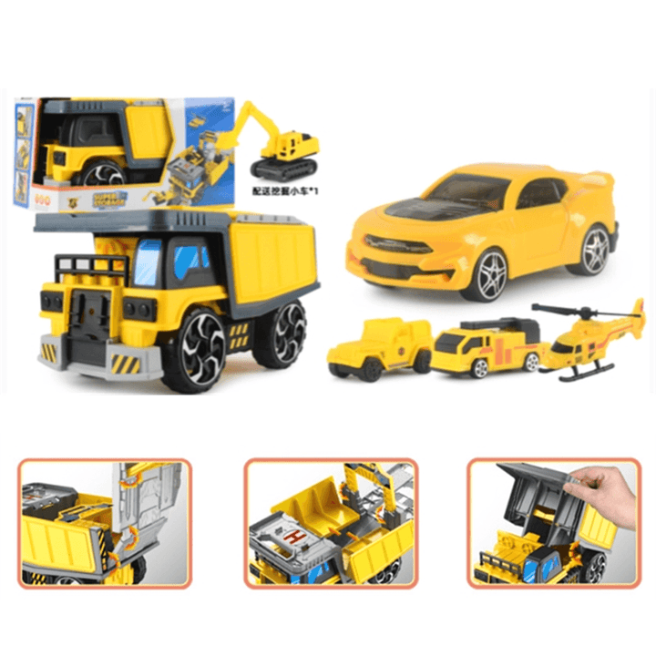 Simulation Inertia Deformation Track Engineering Vehicle Diecast Car Model Toy with Storage Parking Lot for Kids Birthdays Gift - Trendha
