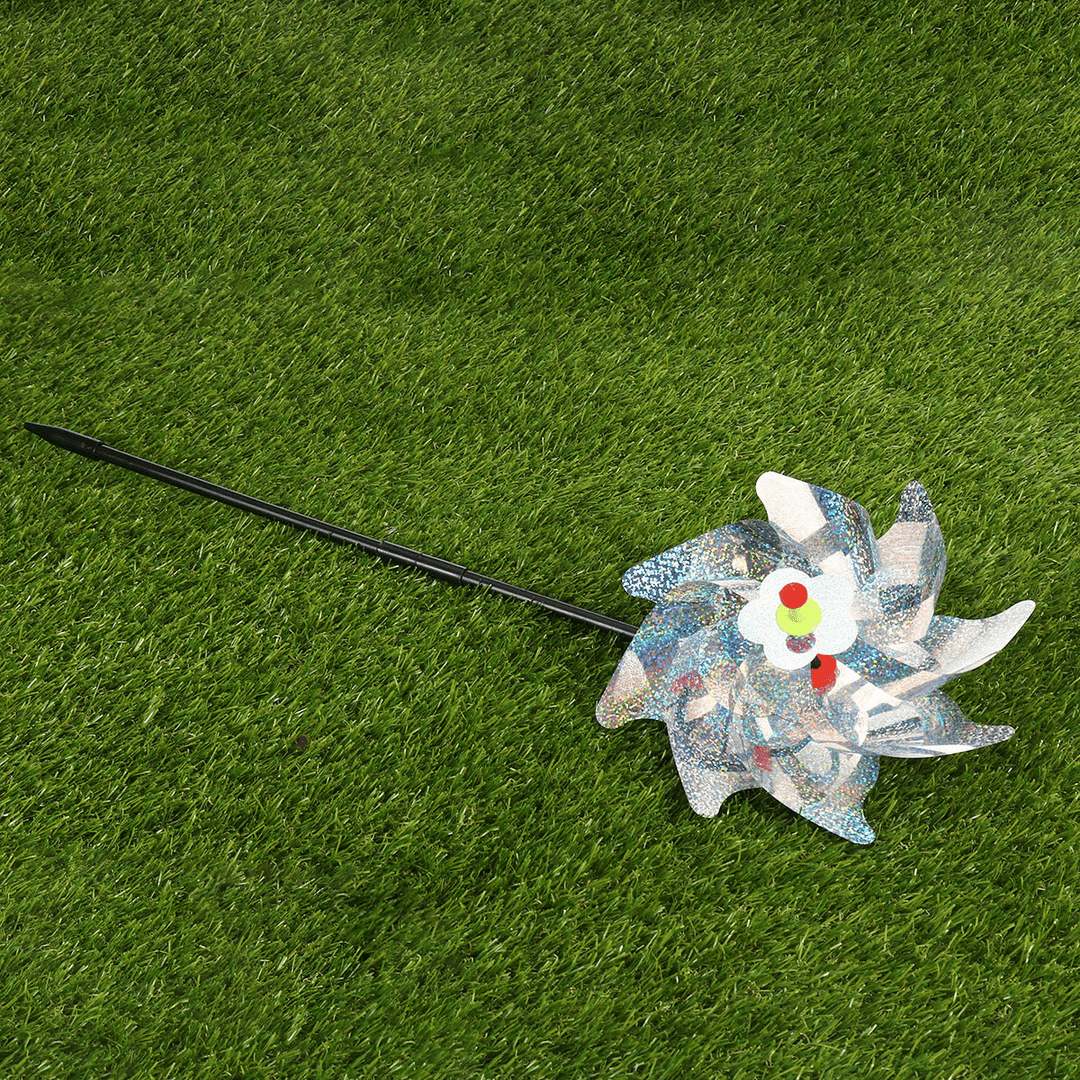 8 Sheets Bird Repeller Windmill Sparkly Silver Pinwheels Bird Deterrent for Garden Party Lawn Decor Kids Toys - Trendha