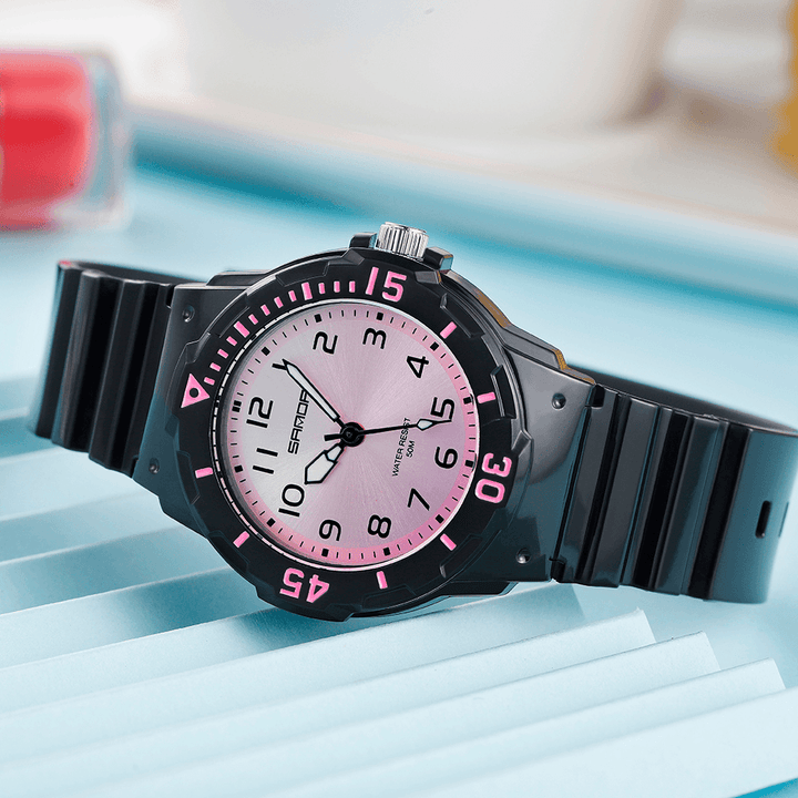 SANDA 6011 Fresh Color Silicone Strap Ultra Light-Weight Women Quartz Watch - Trendha