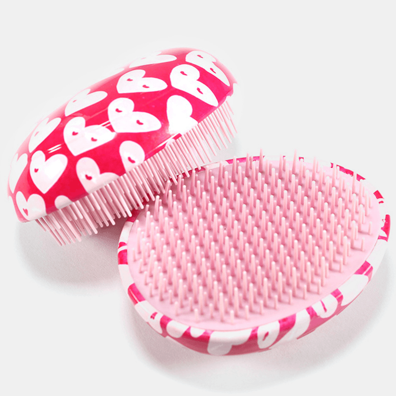 ABS Hair Brush Comb Pink Egg round Shape Soft Styling Tools Heart Anti-Static Hair Brushes Detangling Comb Salon Hair Care Comb - Trendha