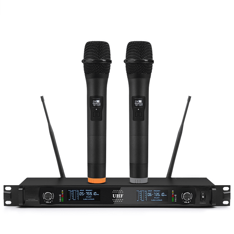 Professional UHF 4 Channel 2 Channel Wireless Handheld Microphone System Mic for Stage Church Family Party Karaoke Meeting - Trendha
