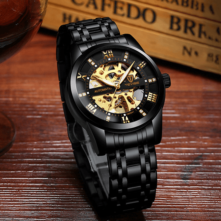 TEVISE T9005A Fashion Men Automatic Watch Hollow-Carved Design Waterproof Luminous Display Mechanical Watch - Trendha