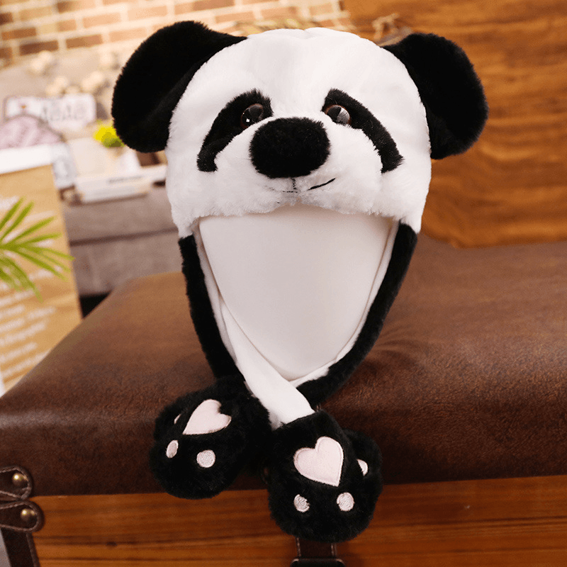 Panda Ear Hat 30CM Can Move Airbag Stuffed Plush Gift Record Video Dance Toy Neckerchief - Trendha