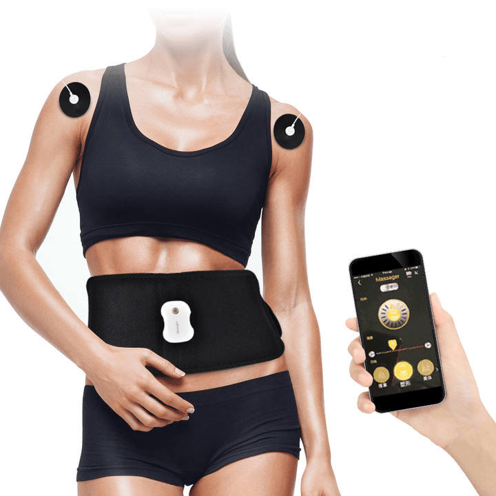 Bluetooth APP Control EMS Fitness Muscle Stimulator Belt Smart Slimming Waist Massager Fat Burning Vibration Trainer - Trendha