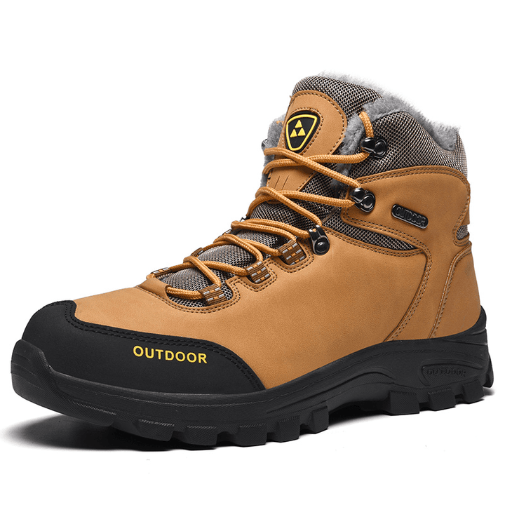 Men Outdoor Comfy Non Slip Wearable Plush Warm Winter Hiking Boots - Trendha