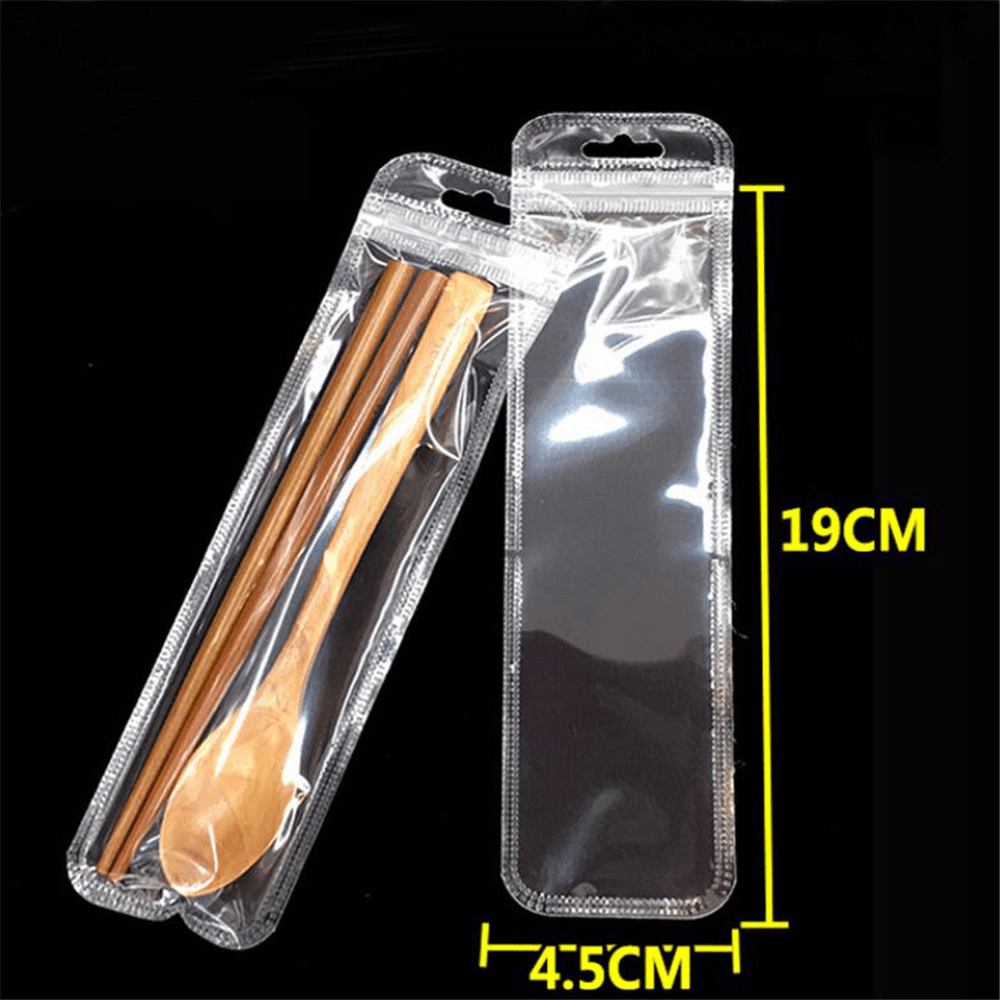 50Pcs 5.5×22Cm Plastic Zipper Lock Bag Ballpoint Ben Self-Sealing Stationery Makeup Brush Packaging - Trendha