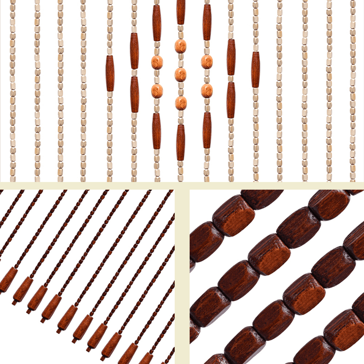 31 Line Wave Handmade Fly Screen Wooden Beads Curtain Wooden Door Curtain Blinds for Porch Bedroom Living Room Divider - Trendha