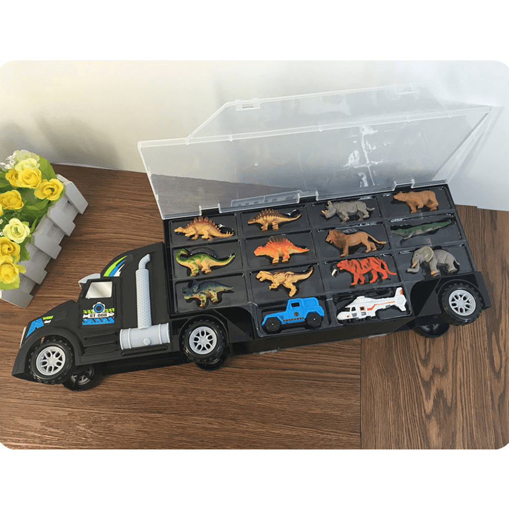 15 Pcs Simulation Tractor Interesting Animal Dinosaur Transporter Car Door Openable Diecast Model Toy for Kids Gift - Trendha