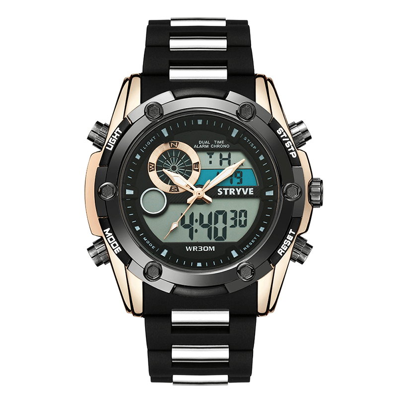 STRYVE S8006 Dual Display Digital Watch Chronograph Alarm Stopwatch Luminous Display Sport Watch - Trendha