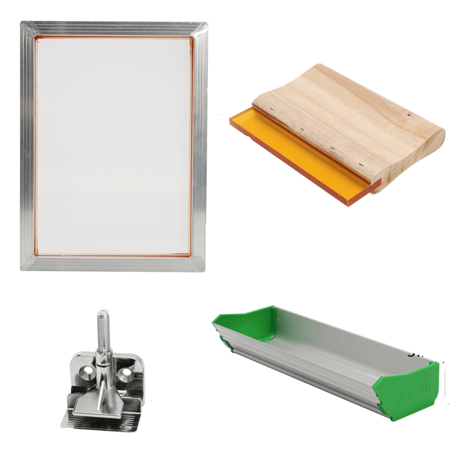 Screen Printing Tools Kit with Aluminum Frame Hinge Clamp Emulsion Coater Squeegee - Trendha