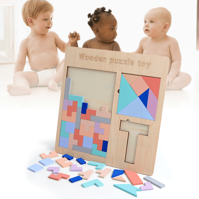 Baby Wooden Tetris Puzzles Toys Kids Children Toddlers Educational Preschool Game Blocks Toys - Trendha