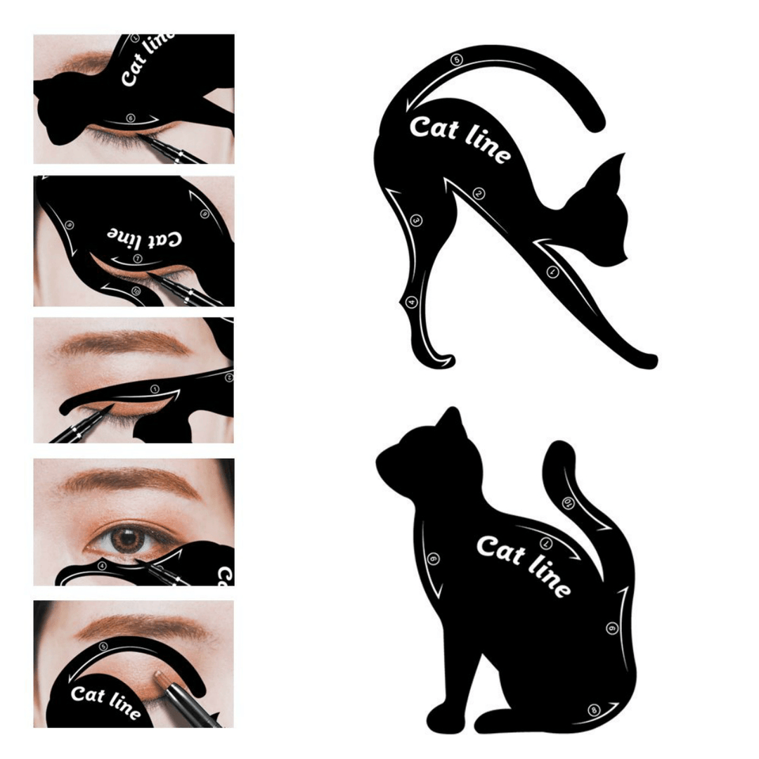 Reusable Cat Eyeliner and Eye Shadow Stencils Templates for Perfect Eye Makeup Line Guide - Trendha