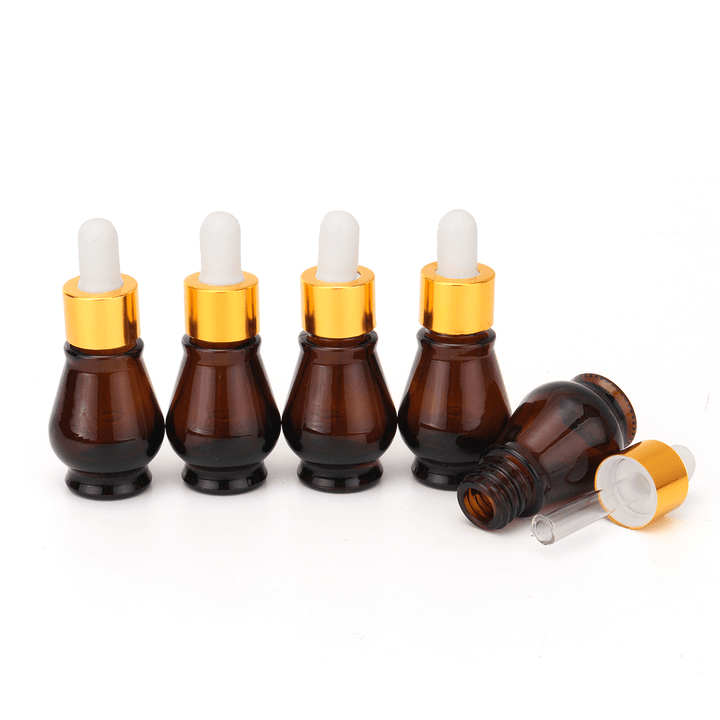 5Pcs Amber Glass Pipette Eye Dropper Bottles for Aromatherapy Essential Oil Perfume Toner - Trendha